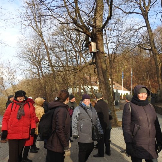 Kurčiųjų grupė keliauja palei Vilnios upę, prie Nyderlandų ambasados.