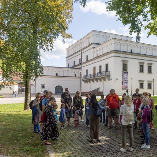 Ekskursija tęsiasi prie Valdovų rūmų.