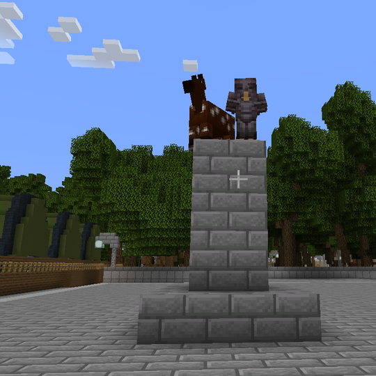 Minecraft žaidime atkurtas Gedimino paminklas.