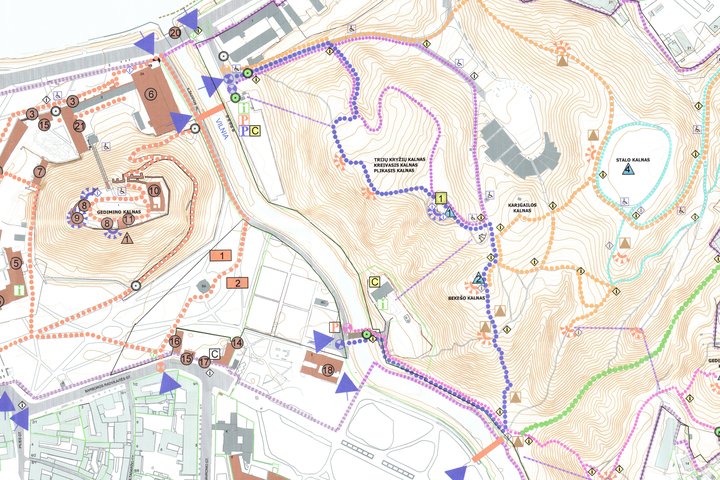 Vilniaus pilių rezervato teritorijos ribų schema.