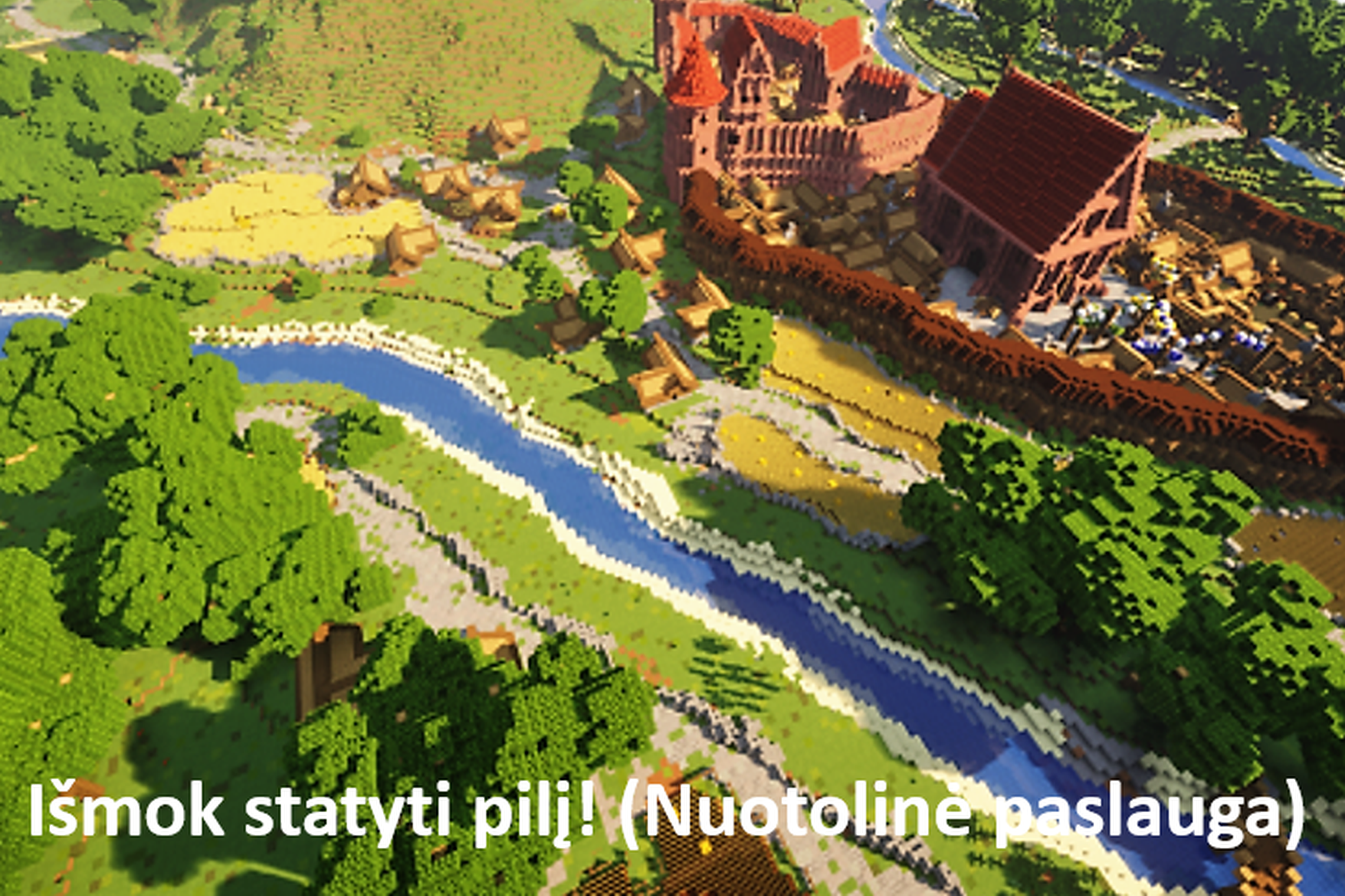 Vilniaus pilys Gedimino valdymo laikotarpiu Minecraft žaidime.