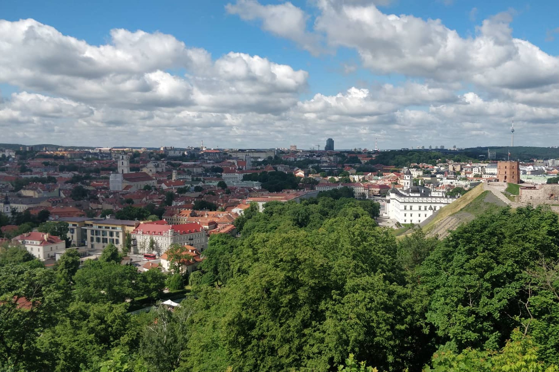 Vilniaus panorama ir Gedimino kalnas nuo Trijų Kryžių kalno.