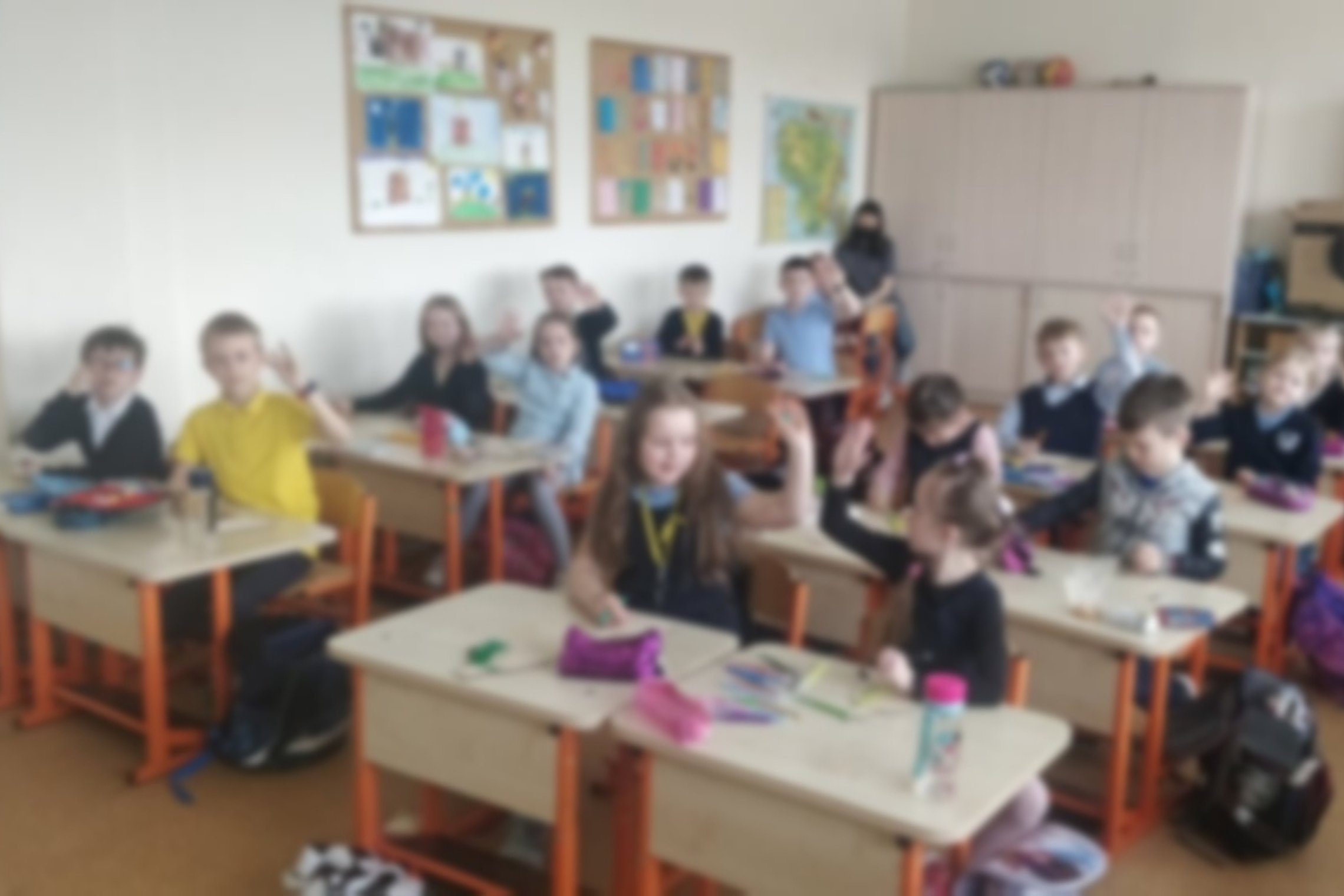 Mokiniai klasėje.