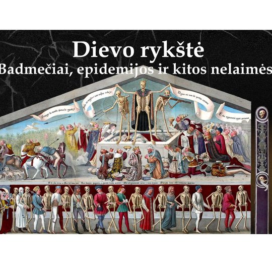 Skaidrė, kurioje vaizduojamas viduramžiais pieštas maras.