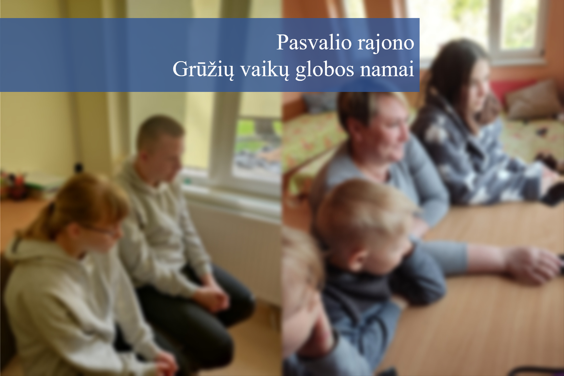 Pasvalio rajono Grūžių vaikų globos namų gyventojai klausosi paskaitos nuotoliniu būdu. 