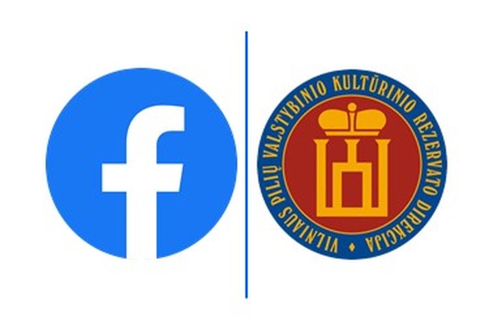 kairėje - Facebook logotipas. Dešinėje - Vilniaus pilių rezervato direkcijos logotipas.