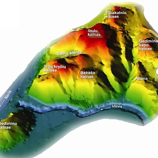 Rezervato kalnų 3D reljefinis modelis.