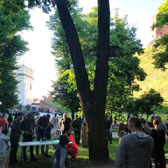 Parkelis į pietus nuo Gedimino kalno pilnas žmonių.