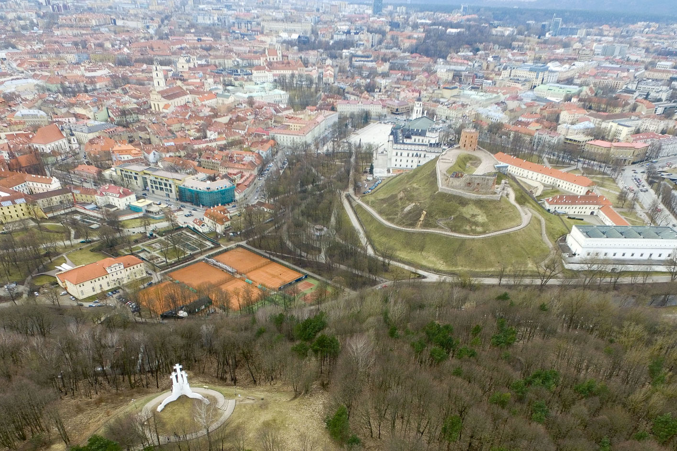 Vilniaus pilių rezervatas iš paukščio skrydžio.