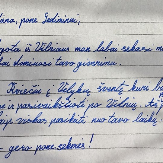Mokinės Agotos laiškelis valdovui Gediminui.