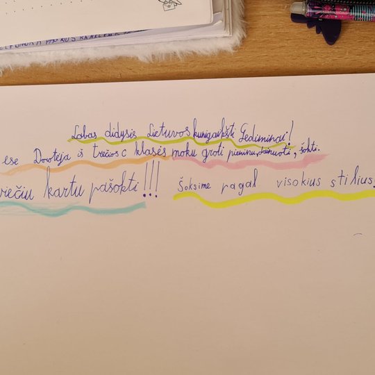 Vaiko laiškas Gediminui, kuriame jis kviečiamas pašokti.