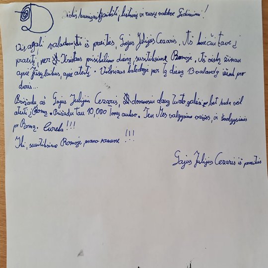 Vaiko laiškelis valdovui Gediminui.