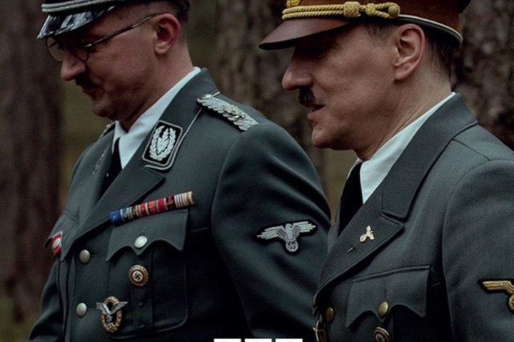 Nuotraukoje - BBC rengiamo filmo reklaminis plakatas. "Nacių iškilimas. Diktatoriai kare."