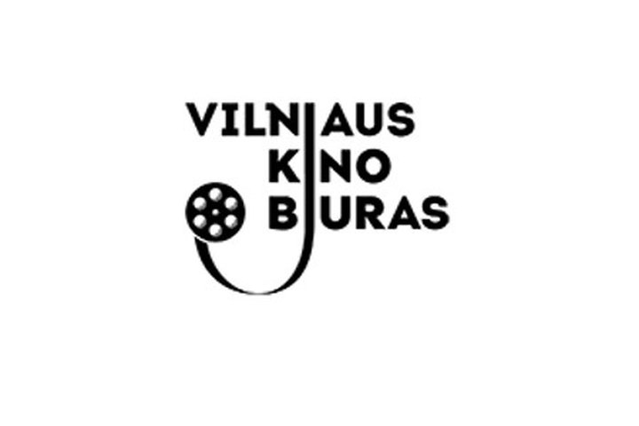 Vilniaus kino biuro logotipas (užrašas) baltame fone.