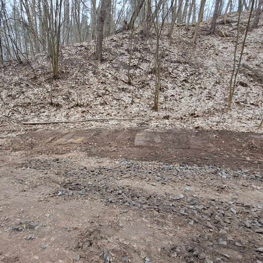 Nuotraukoje Bevardžio kalno vakarinė papėdė, kurioje buvo vėžių žymės. Jos užlygintos.