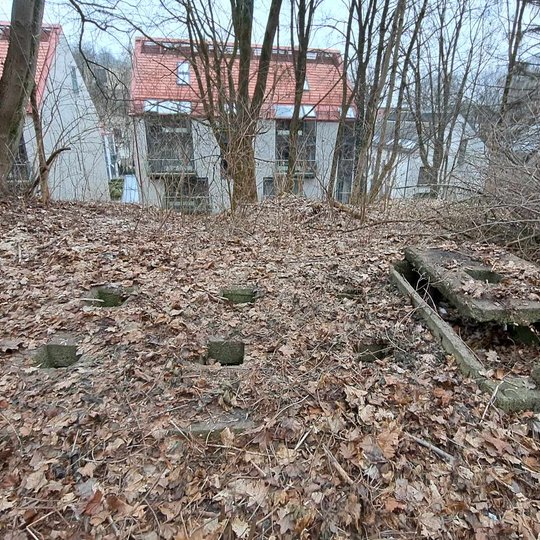 Buvusių lauko tualetų vieta Bevardžio kalno papėdėje.