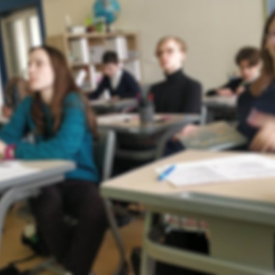 Progimnazijos MAGIS mokiniai įdėmiai klausosi paskaitos klasėje.