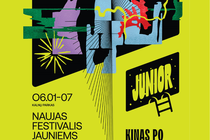 "Kinas po žvaigždėmis. Junior" plakatas - kvietimas.