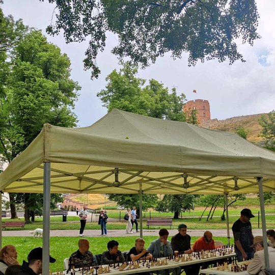 Paviljonas, po kuriuo žaidžia šachmatais, Sereikiškių parke.