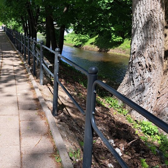 Naujasis pilkas atitvaras jau puošia Trispalvės alėjos vaizdą. Jis fotografuotas nuo pėsčiųjų tako.