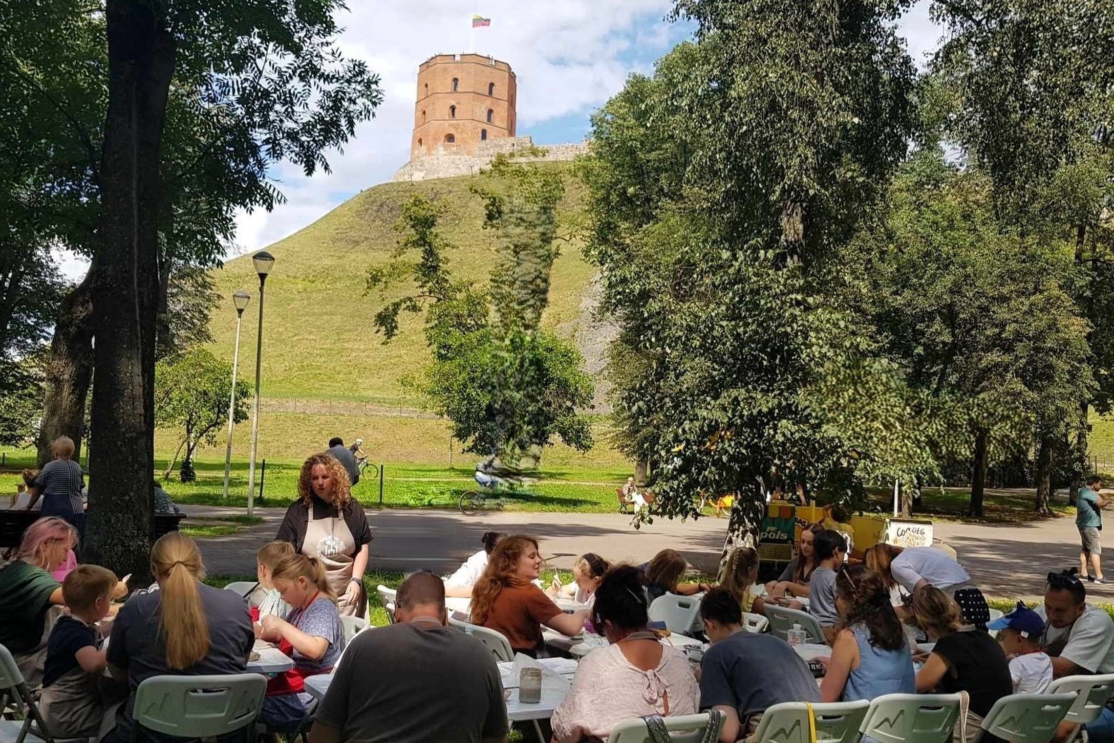 Molio dirbtuvės Sereikiškių parke. Tolumoje matosi Gedimino pilies bokštas.