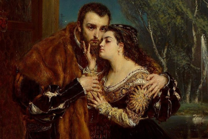 Istorinis paveikslas, vaizduojantis Barborą Radvilaitę ir Žygimantą Augustą. Jie stovi apsikabinę – valdovas vilki prabangų kailinį apsiaustą, o Barbora – puošnią renesansinę suknelę su siuvinėjimais. Moteris švelniai liečia valdovo veidą, o fone matyti p