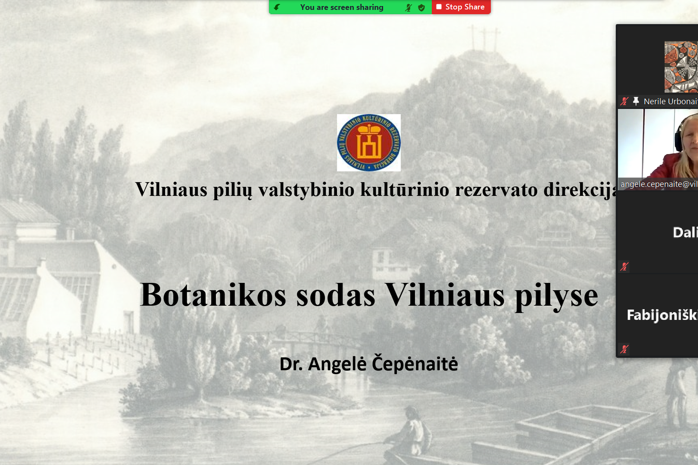 Botanikos sodas Vilniaus pilyse – virtualios ekskursijos pirmoji skaidrė - pavadinimas.