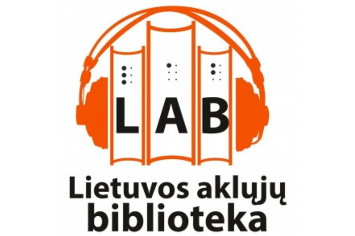 Lietuvos aklųjų bibliotekos logotipas. Ženklo viduryje yra raidės LAB.