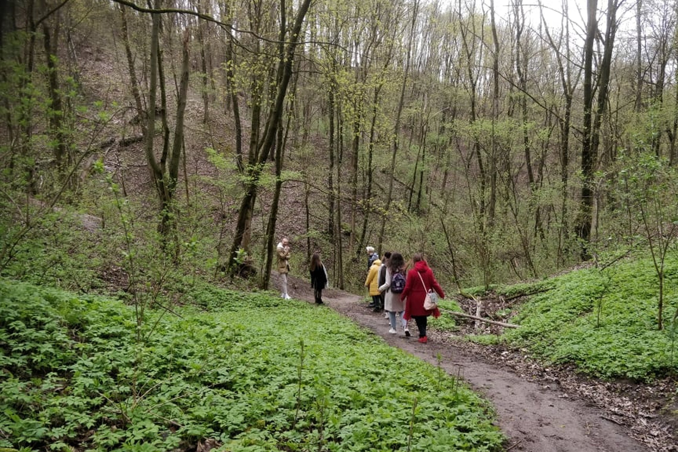 Pažintinė ekskursija po Kreivosios pilies teritoriją (Kalnų parką) su Vilniaus technologijų ir dizaino kolegijos studentais.