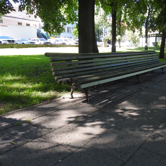 Pilių skvere iš savo vietos buvo iškeltas suoliukas, kurį vėl teko grąžinti ir jam parodyti, kur jo vieta.