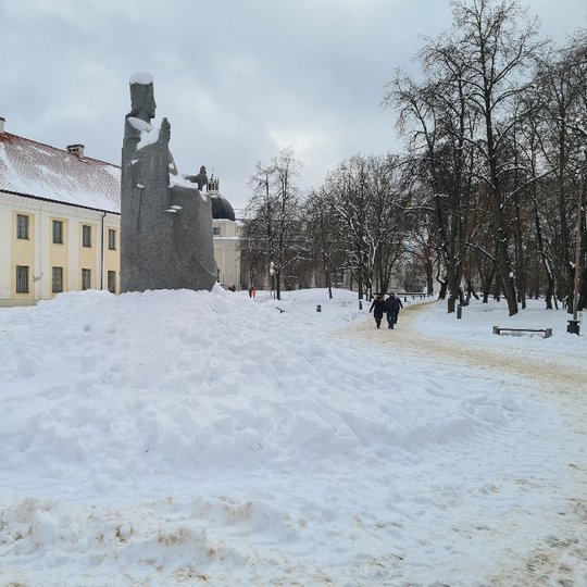 Užpustytas Pilių parkas. Ne visi takai nuvalyti, ne visos snieglaužos pašalintos, ne visos aikštelės patogios parkuotis.