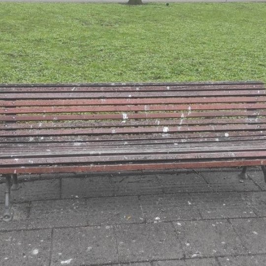 Tas pats prieš plovimą nešvarus Pilių parko suolas.