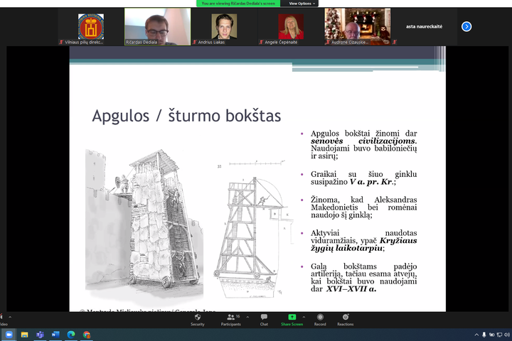 Ričardo Dedialos virtualios paskaitos skaidrė kompiuterio ekrane.