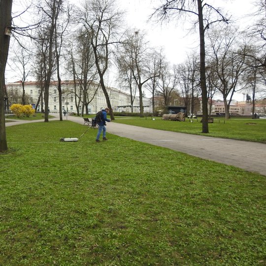 Atlikti geofiziniai lauko tyrimai. Naudojant georadarą, Pilių skvero centre atlikti matavimai, siekiant aptikti „dingusį“ Vilniaus Žemutinės pilies gynybinės sienos pietrytinį bokštą.