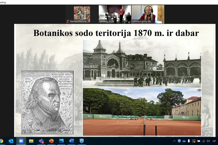 Buvusioje Vilniaus universiteto botanikos sodo vietoje dabar įrengti teniso kortai ir čia buvęs Šumano restoranas. Kitoje nuotraukos dalyje yra Stanislovo Bonifaco Jundzilo portretas.
