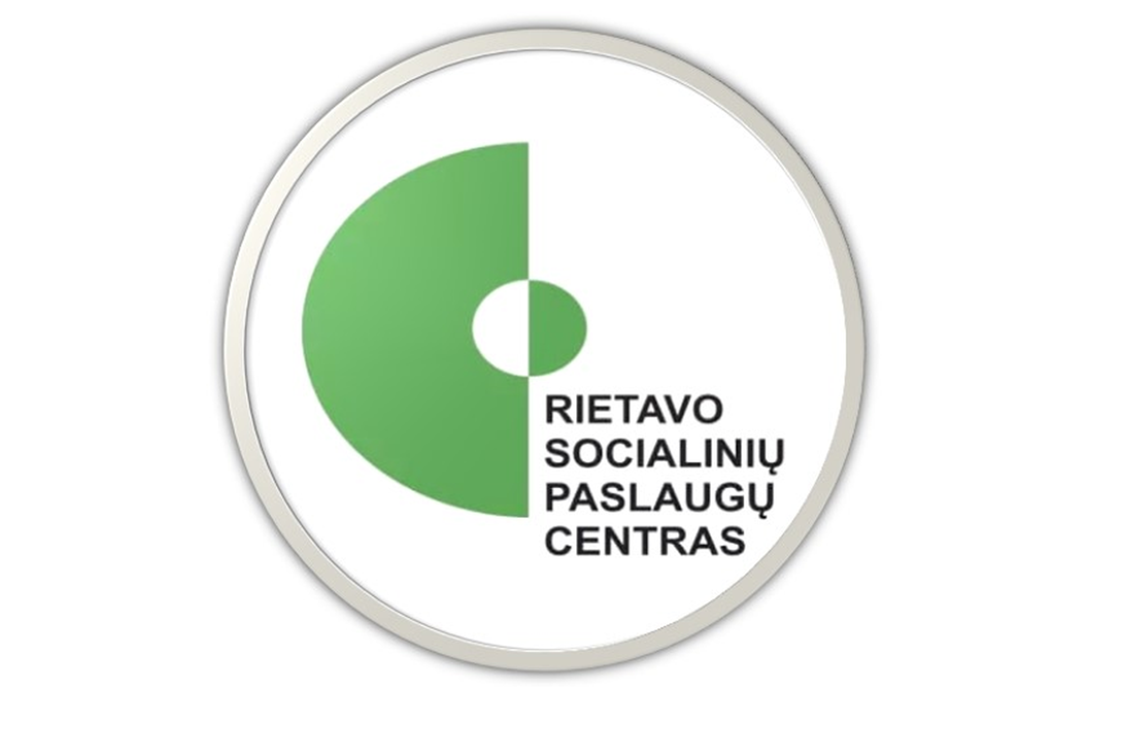 Rietavo socialiniu paslaugų centro logotipas - apvalus apskritimas su pavadinimu.
