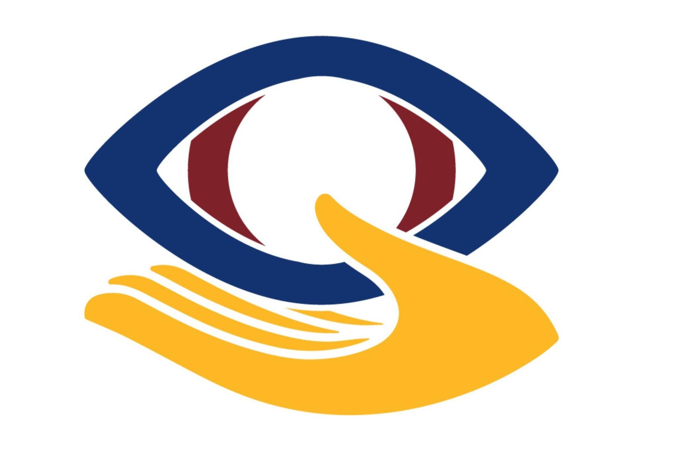 Nuotraukoje Lietuvos aklųjų ir silpnaregių ugdymo centro logotipas. Jame stilizuotai pavaizduota, kad akis guli delne.