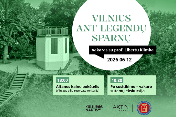 Nuotraukoje renginio skelbimo iliustracija, kurioje pavaizduotas Altanos bokštelis, data ir laikas